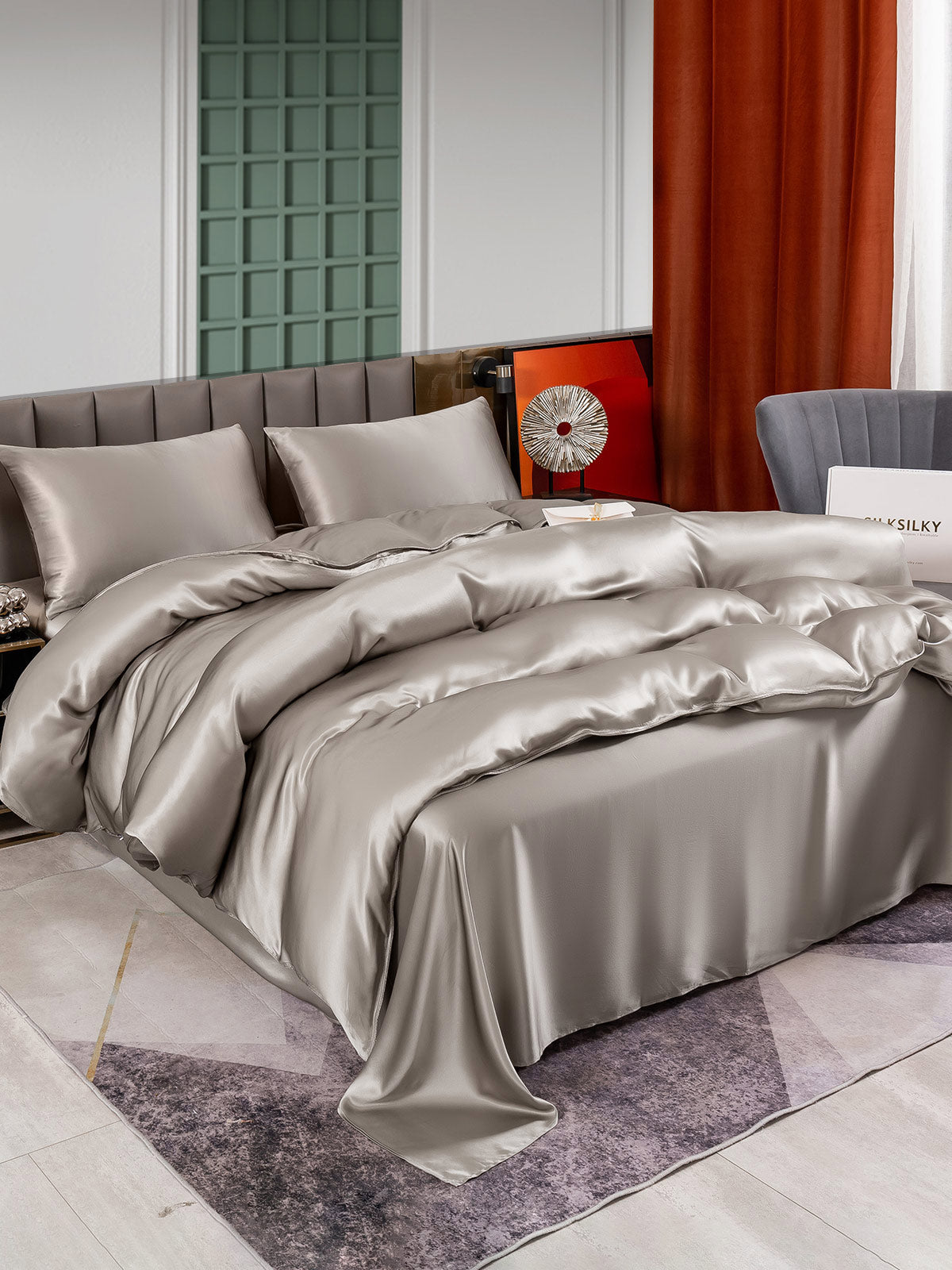 [Grå] SilkSilky-DK 25Momme Bedding Set 003