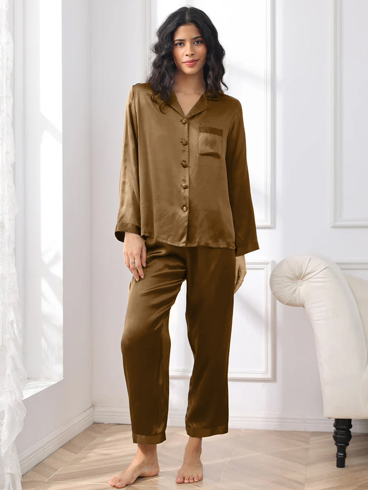 [Brun] SilkSilky-DK Womens Pajamas 001