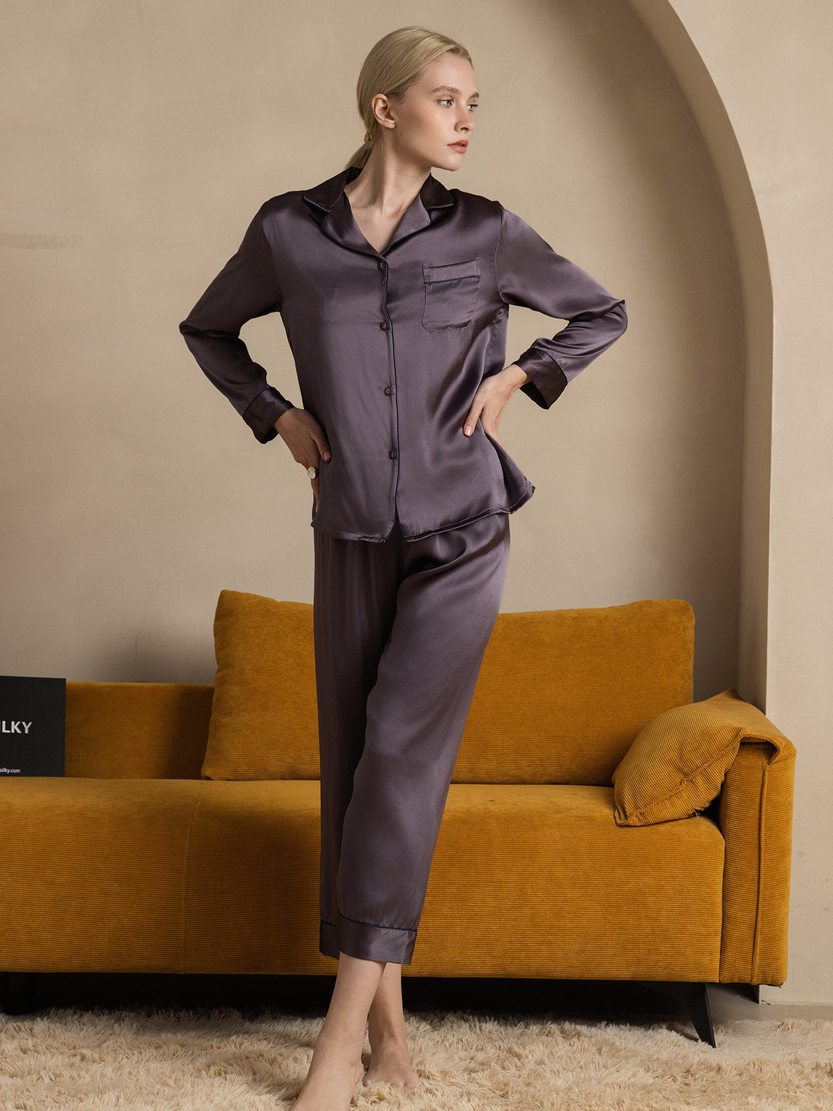 SilkSilky-DK Revers Dame Pyjamas LillaGrå 001