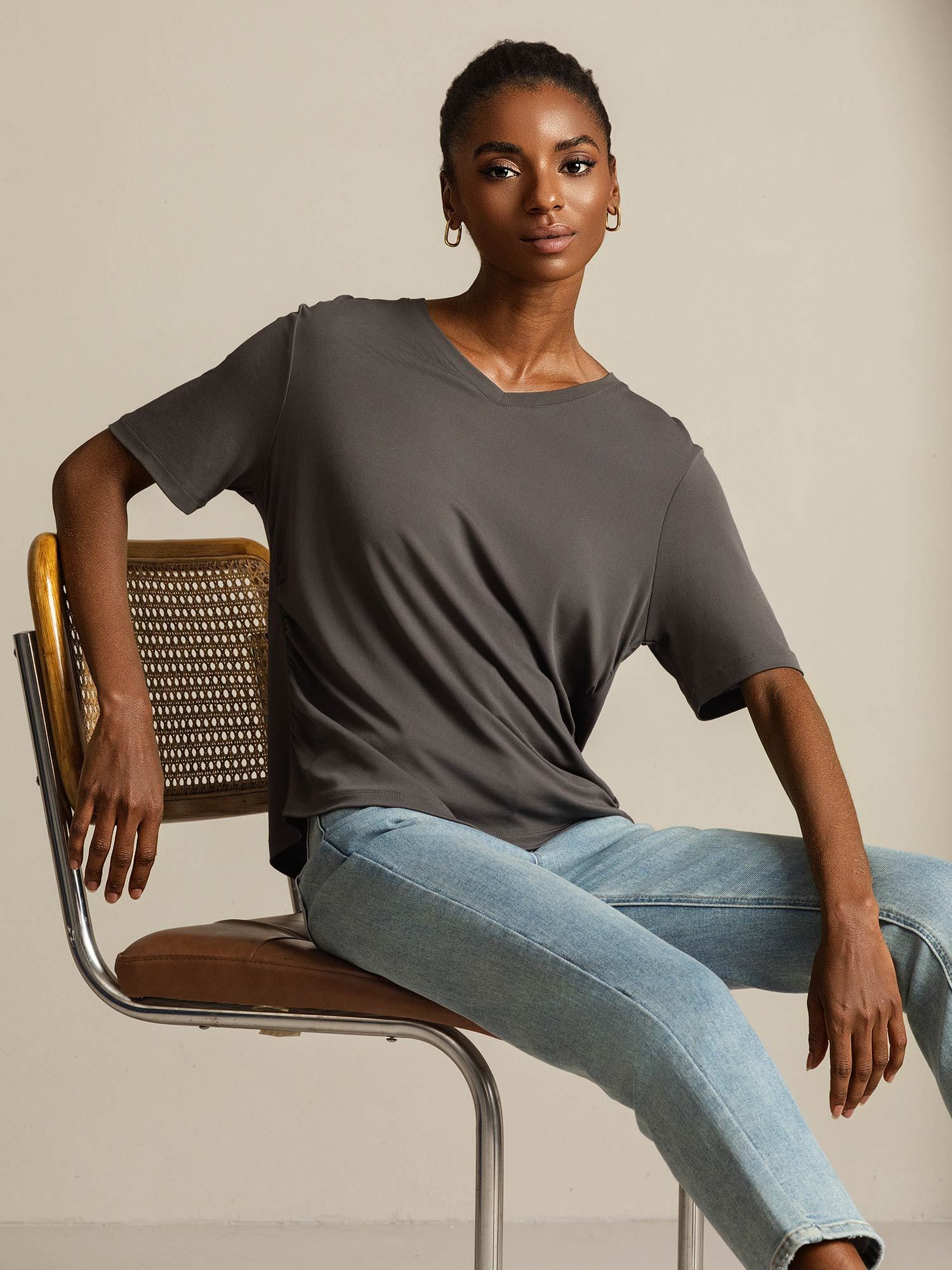 [Grå] SilkSilky-DK Silke Womens T-Shirt 007