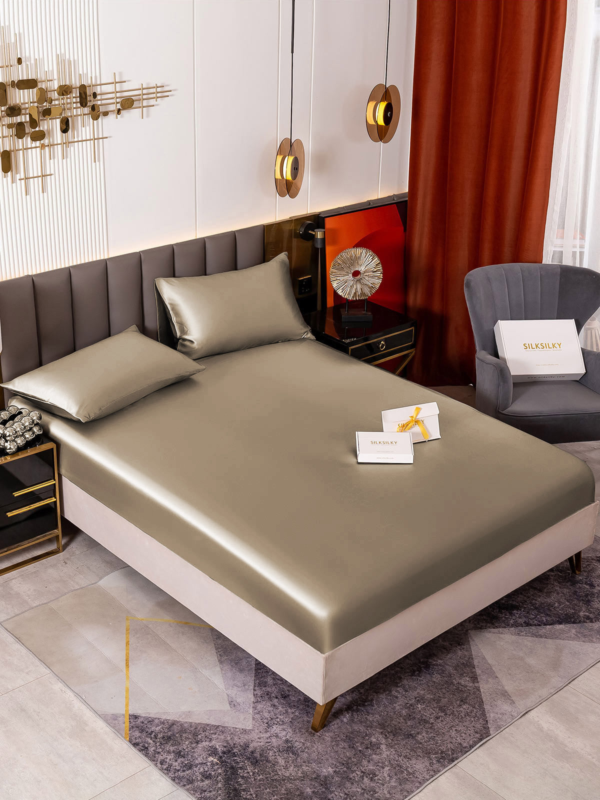 [Kaki] SilkSilky-DK 19Momme Bedding Set 001