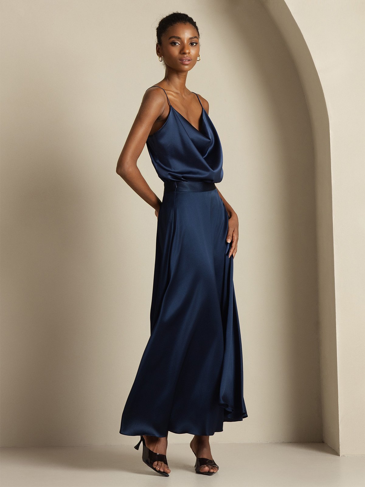 [Mørkeblå] SilkSilky-DK 19Momme Silke Womens Outfit Sets 005,