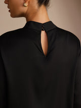 [Sort] SilkSilky-DK Long Sleeve Stand Collar Damebluser 006