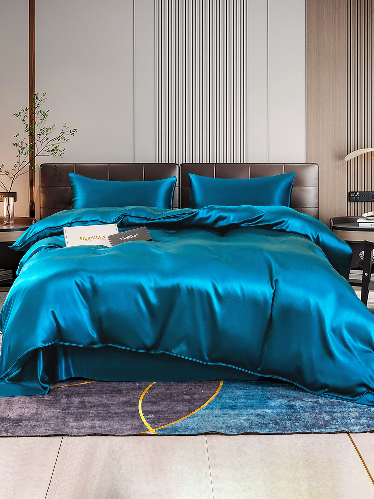 [Blågrøn] SilkSilky-DK 22Momme Bedding Set 001