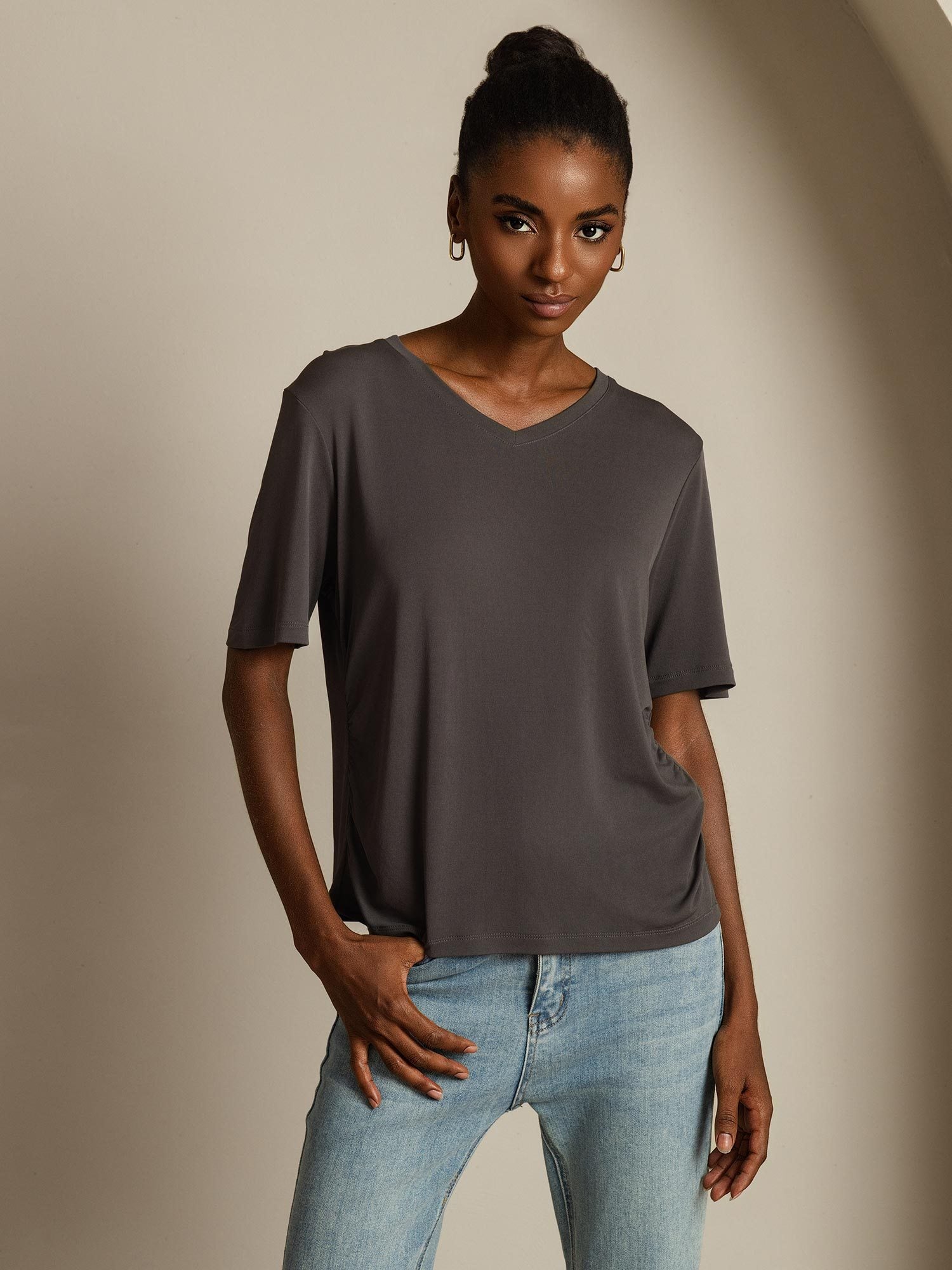 [Grå] SilkSilky-DK Silke Womens T-Shirt 008