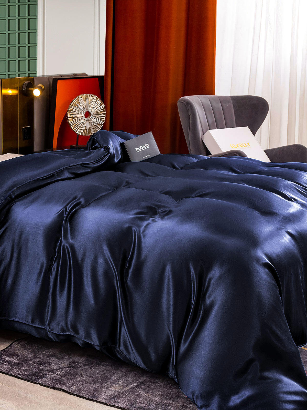 [Mørkeblå] SilkSilky-DK 25Momme Duvet Cover 004
