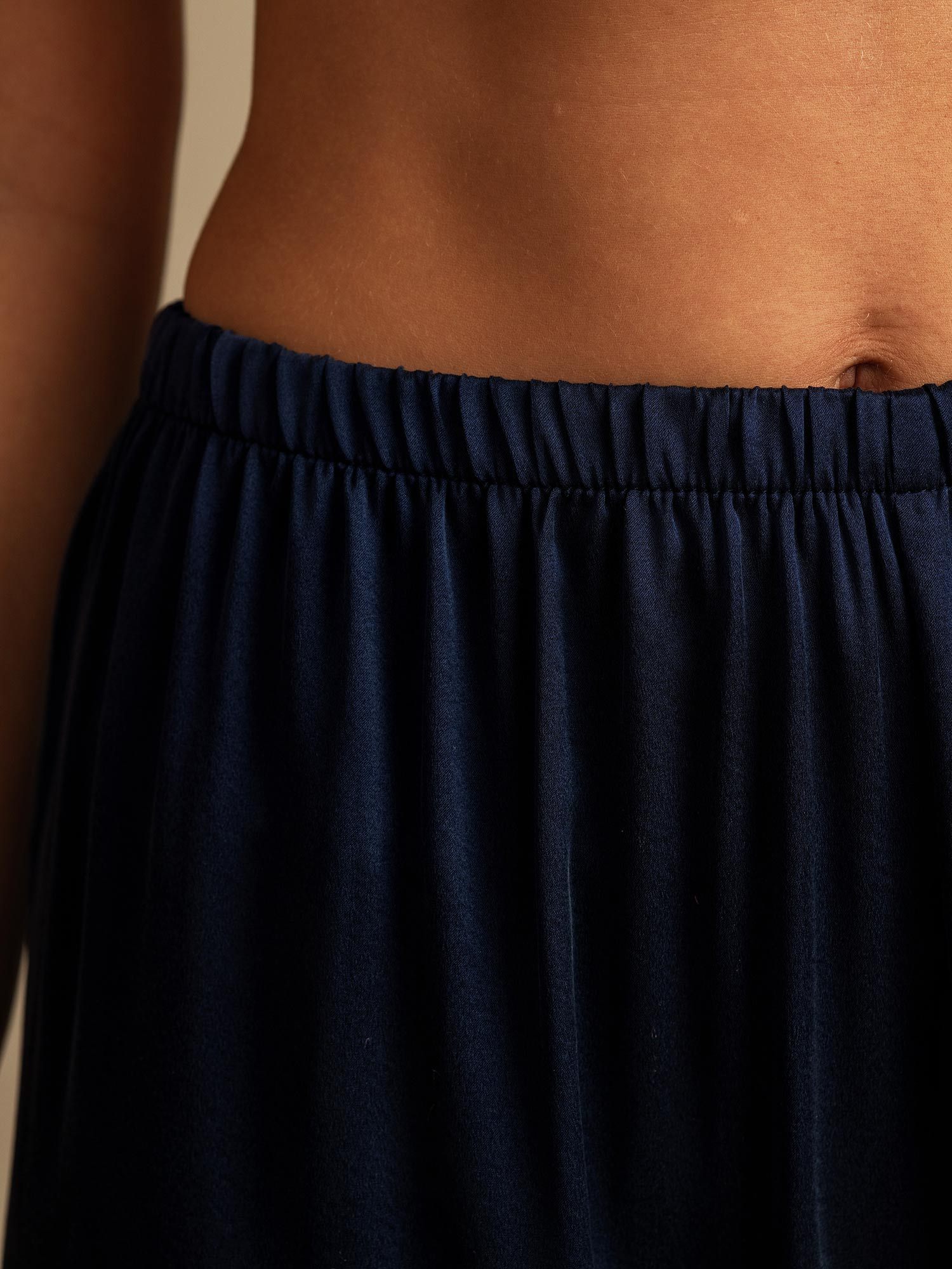 [Mørkeblå] SilkSilky-DK 19Momme Silke Womens Sleep Bottoms 004,