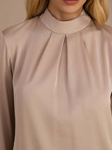 [Kaffe] SilkSilky-DK Long Sleeve Stand Collar Damebluser 006