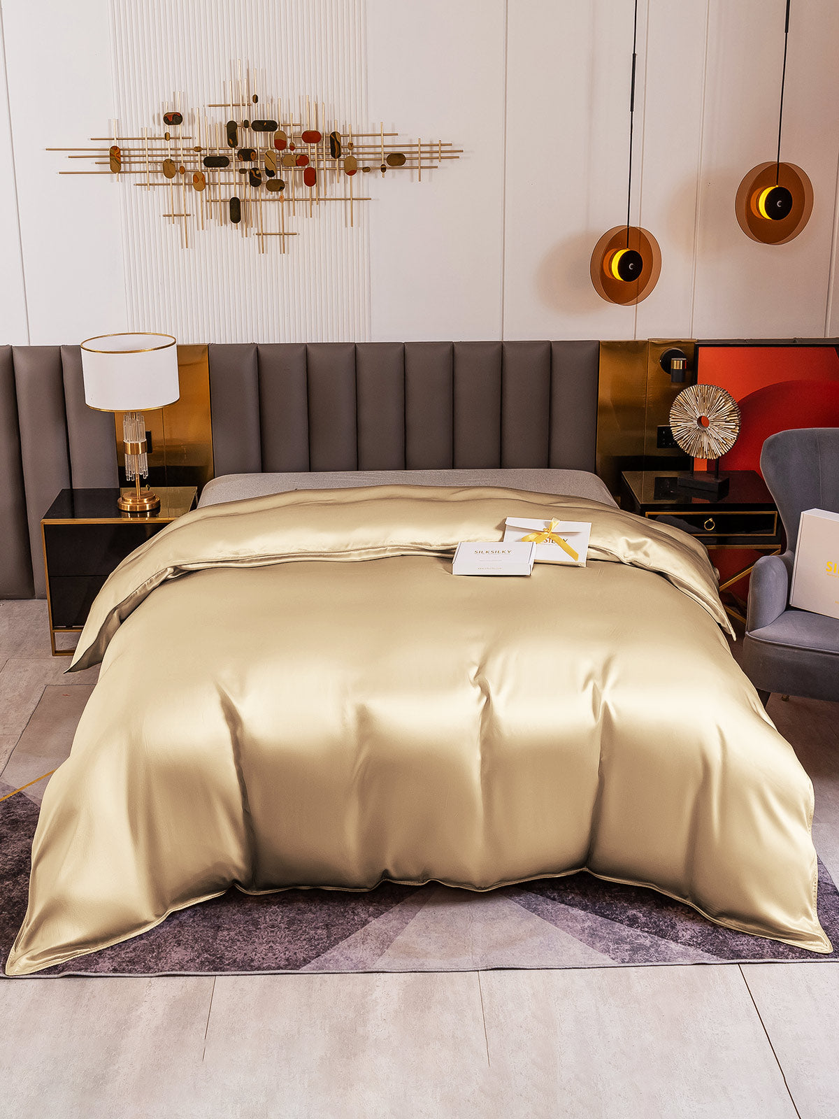 [Beige] SilkSilky-DK 19Momme Duvet Cover 002