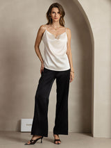 [Lysegrå] SilkSilky-DK Spaghetti Strap Cowl Neck Camisole Top 003