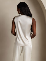 [Lysegrå] SilkSilky-DK Sleeveless Round Neck Camisole Top 002