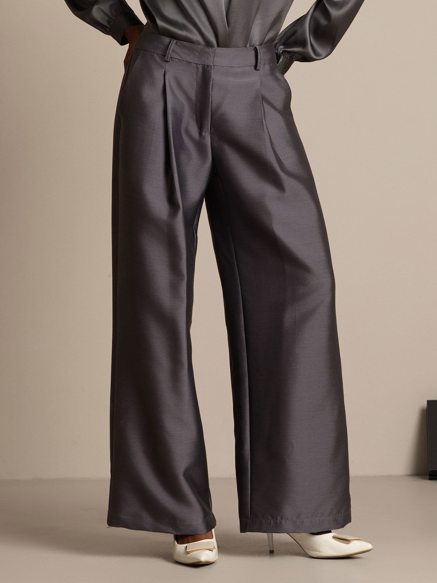 [Grå] SilkSilky-DK 32Momme Silke Womens Pants 007,