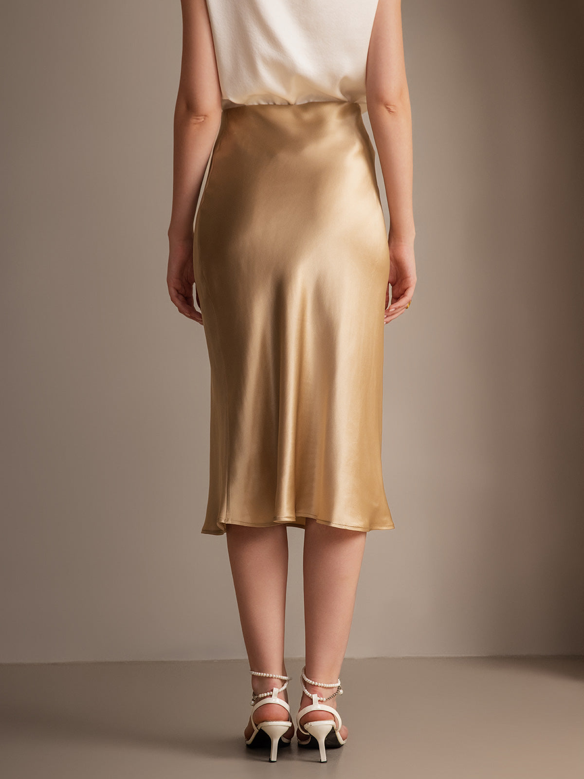 [Champagne] SilkSilky-DK 19Momme Skirt 002,