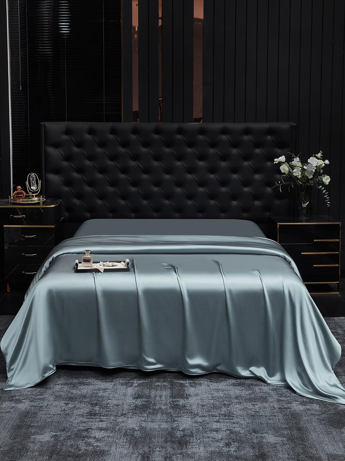 [Gråblå] SilkSilky-DK 22Momme Duvet Cover 001