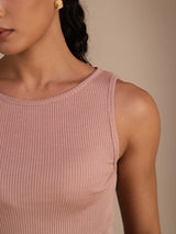 [Lyserød] SilkSilky-DK Sleeveless Round Neck Camisole Top 006