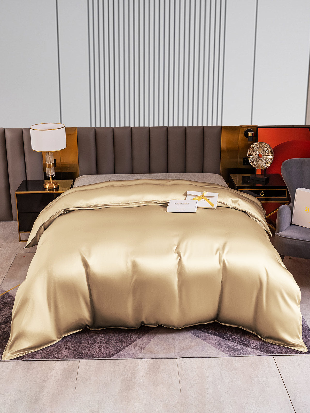 [Beige] SilkSilky-DK 22Momme Duvet Cover 001