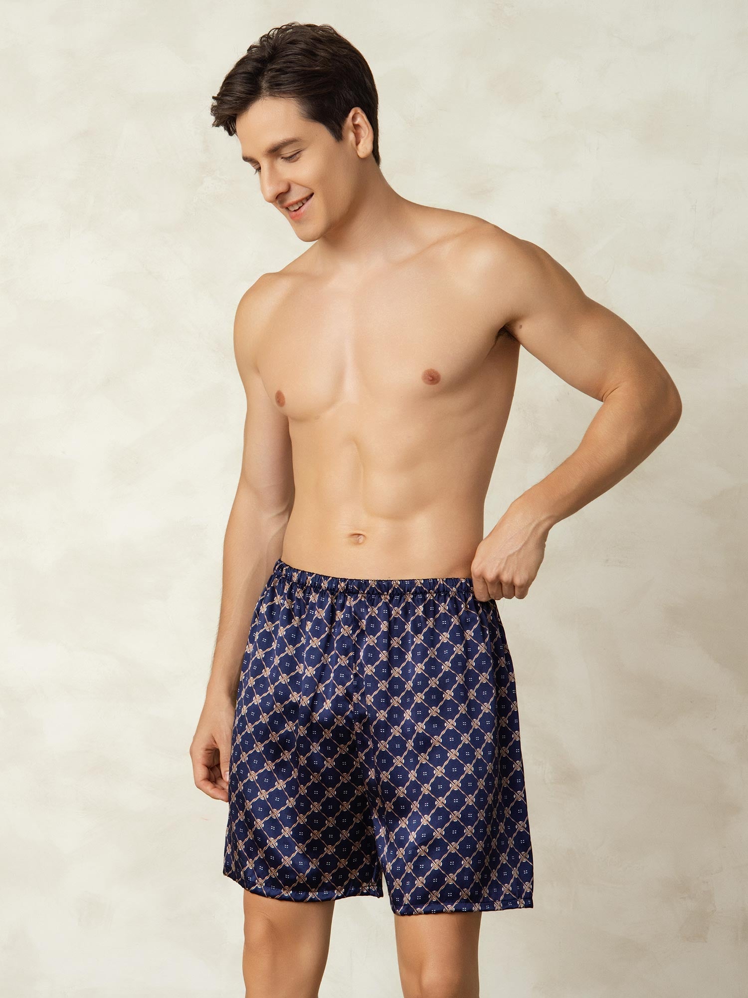 [Marine Kæde] SilkSilky-DK 19Momme Mens Sleep Bottoms 007