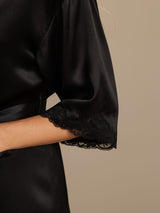 [Sort] SilkSilky-DK Halv ærme Dame Morgenkåbe 004
