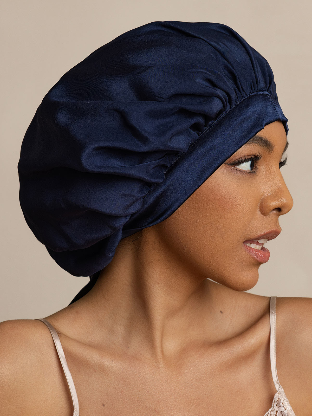[Mørkeblå] SilkSilky-DK Sleep Cap 005