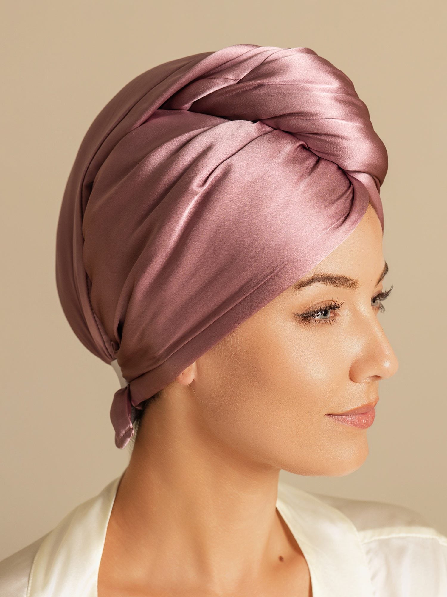 [Bleg Mauve] SilkSilky-DK Silke Hair Towel Wrap 005,