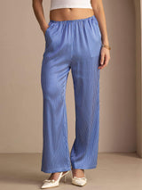 [Blå Nålestribet] SilkSilky-DK Womens Pants 001