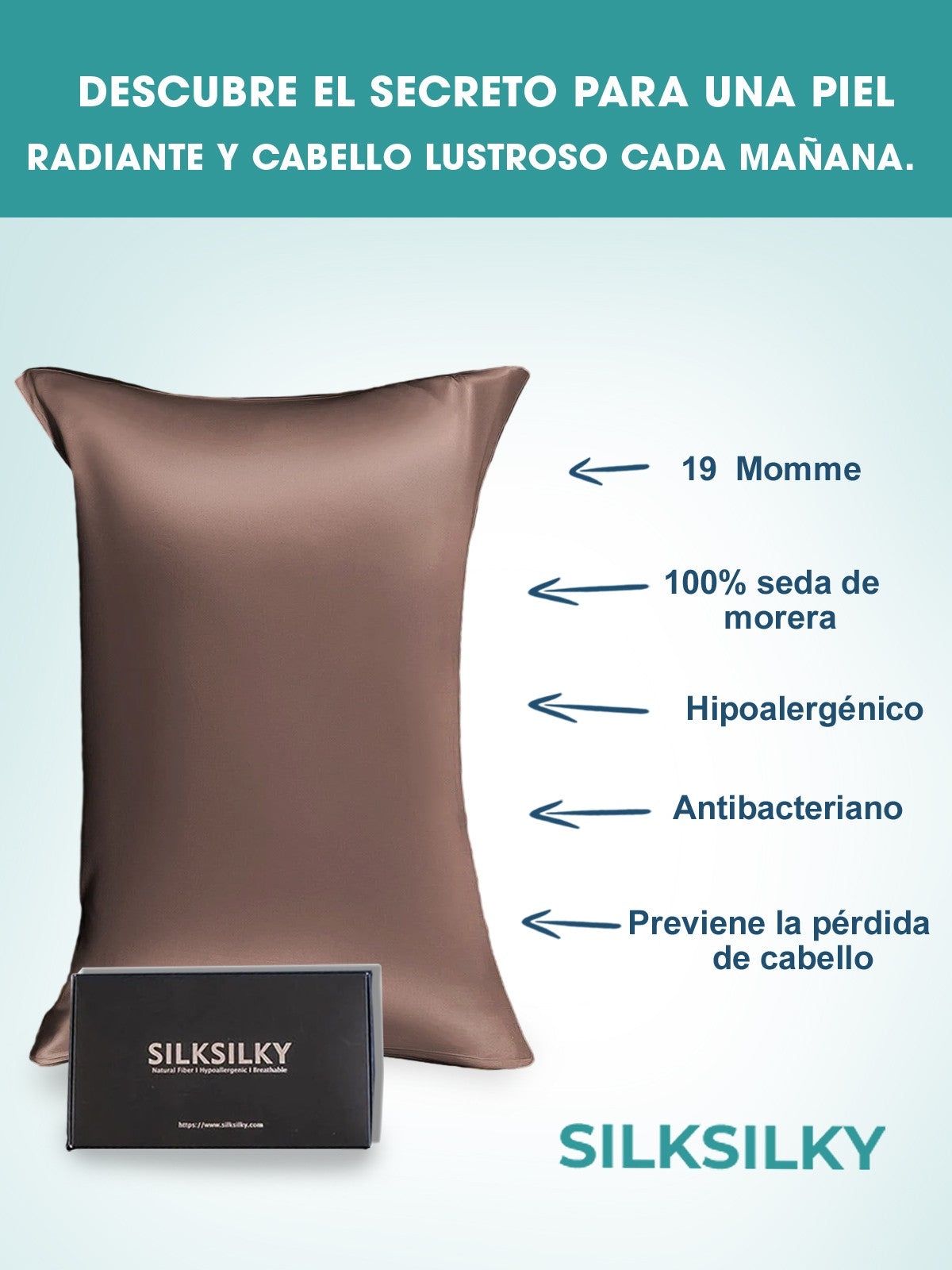 SilkSilky-DK 19Momme Pillowcase Brun 002