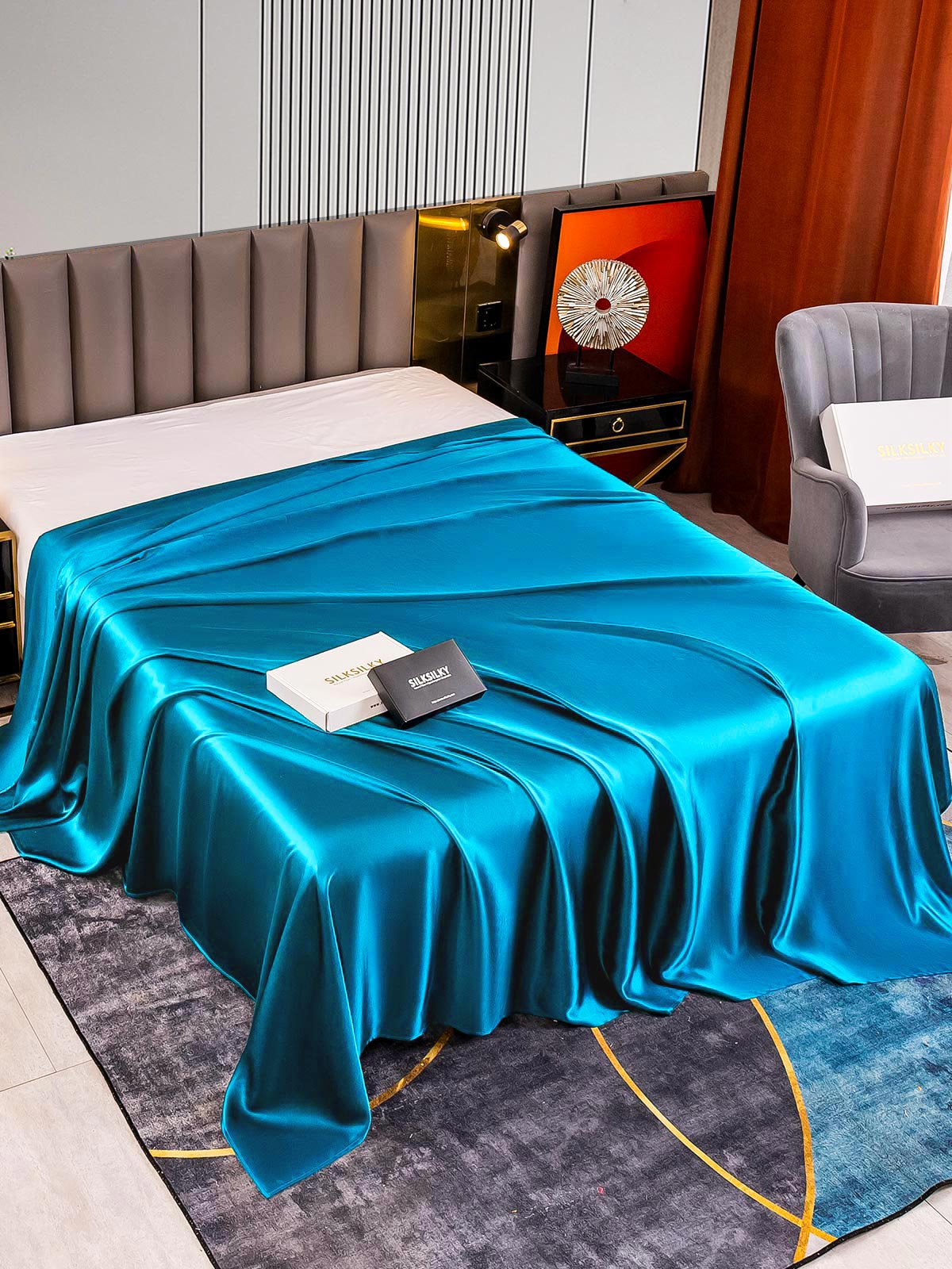 [Blågrøn] SilkSilky-DK 22Momme Sheet 002