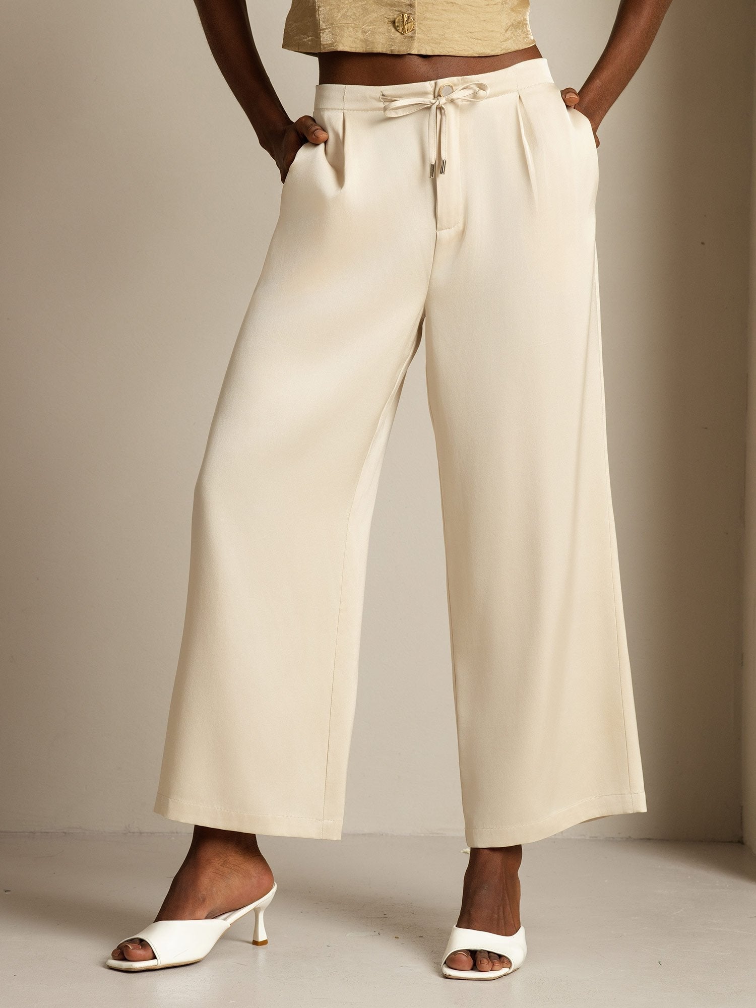 [Beige] SilkSilky-DK 19Momme Silke Womens Pants 001,