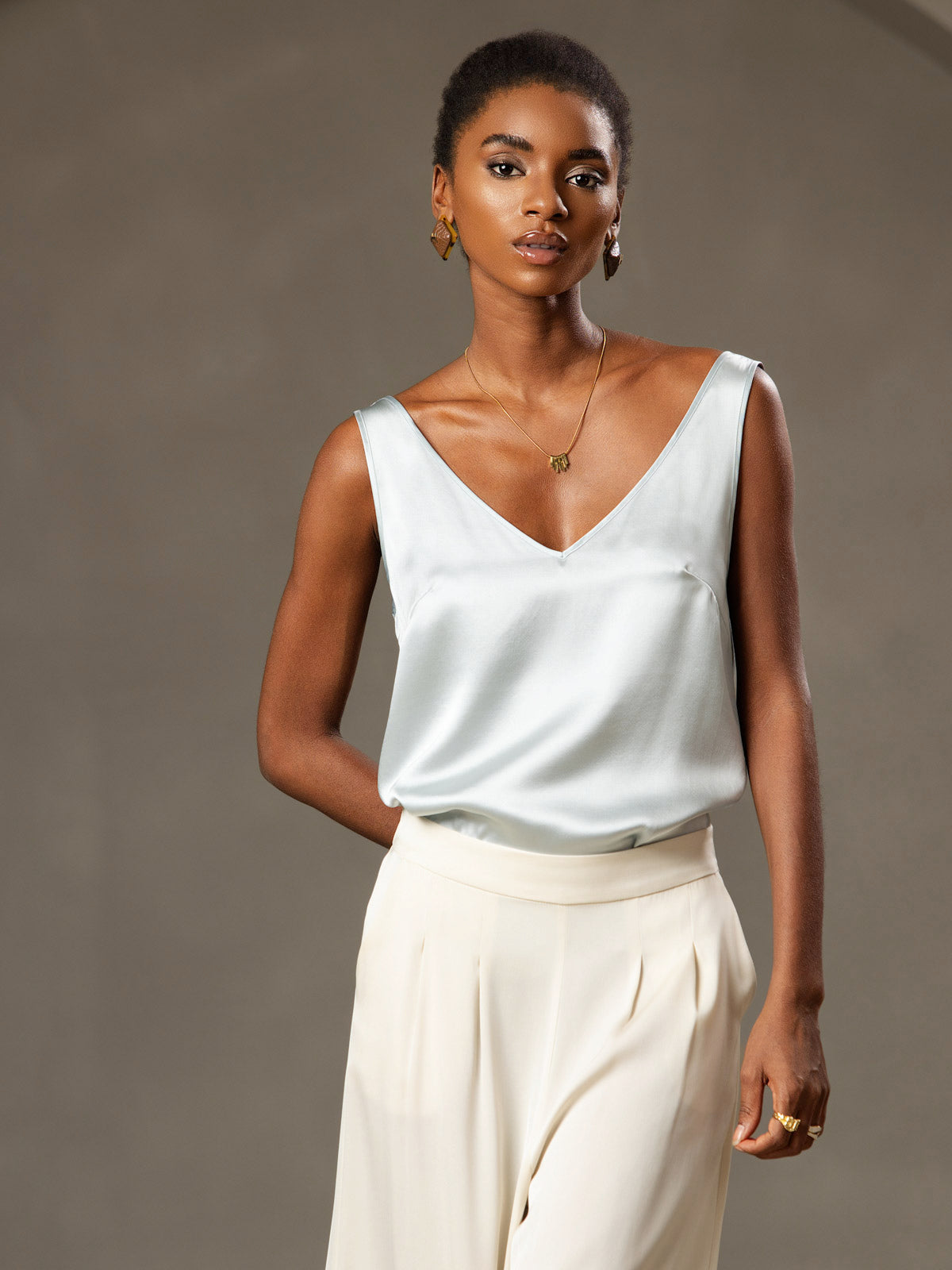 [Lyseblå] SilkSilky-DK 19Momme Silke Camisoles 003