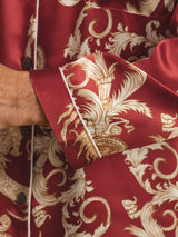 [Vinrød Drage] SilkSilky-DK Long Sleeve Notch Collar Pyjamas til Mænd 006