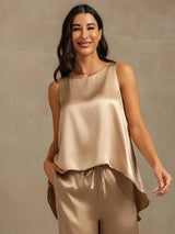 [Champagne] SilkSilky-DK Sleeveless Scoop Neck Dame Pyjamas 002