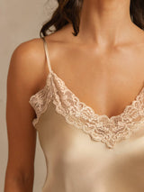 [Champagne] SilkSilky-DK V Neck Camisole Sæt 005