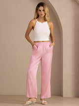 [Rosa Nålestribet] SilkSilky-DK Womens Pants 005