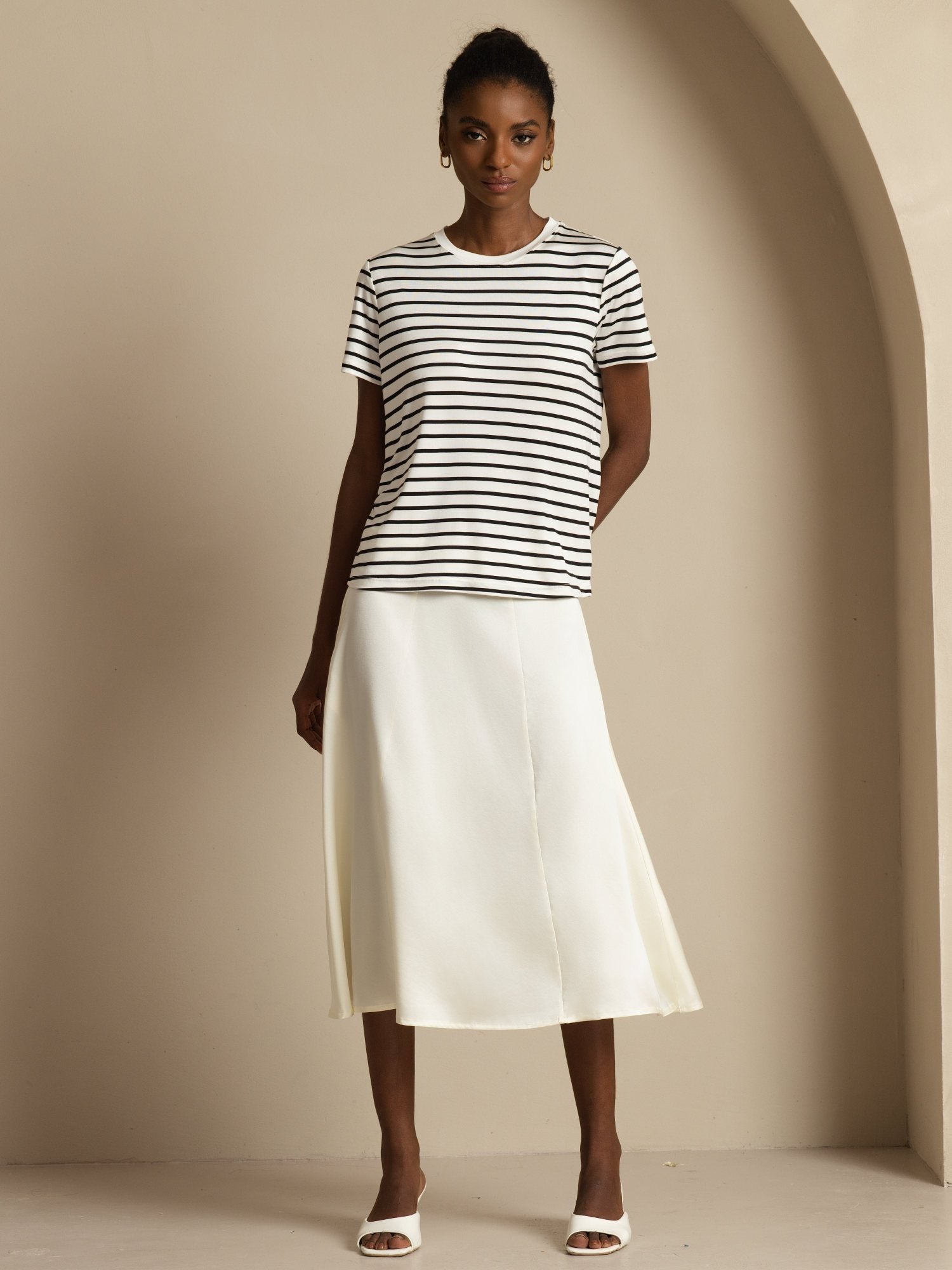 [Elfenben] SilkSilky-DK 19Momme Silke Skirt 006