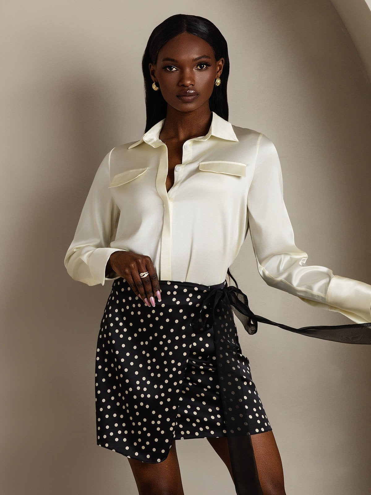 SilkSilky-DK 19Momme Silke Womens Shirt Elfenben 001