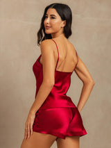 [Vin] SilkSilky-DK V Neck Camisole Sæt 002