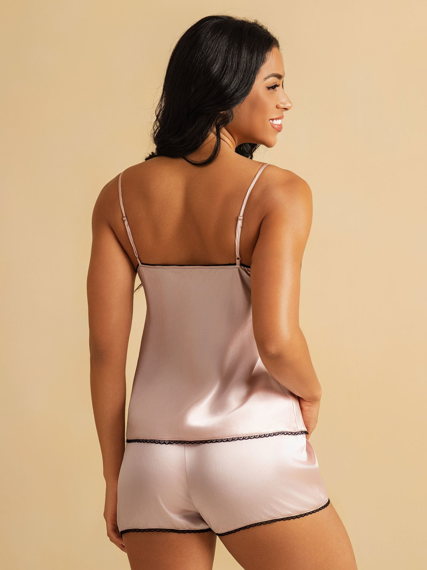 [Lyserød] SilkSilky-DK Silke Camisole Set 002