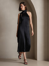 [Sort] SilkSilky-DK Sleeveless Halter Kjole 007
