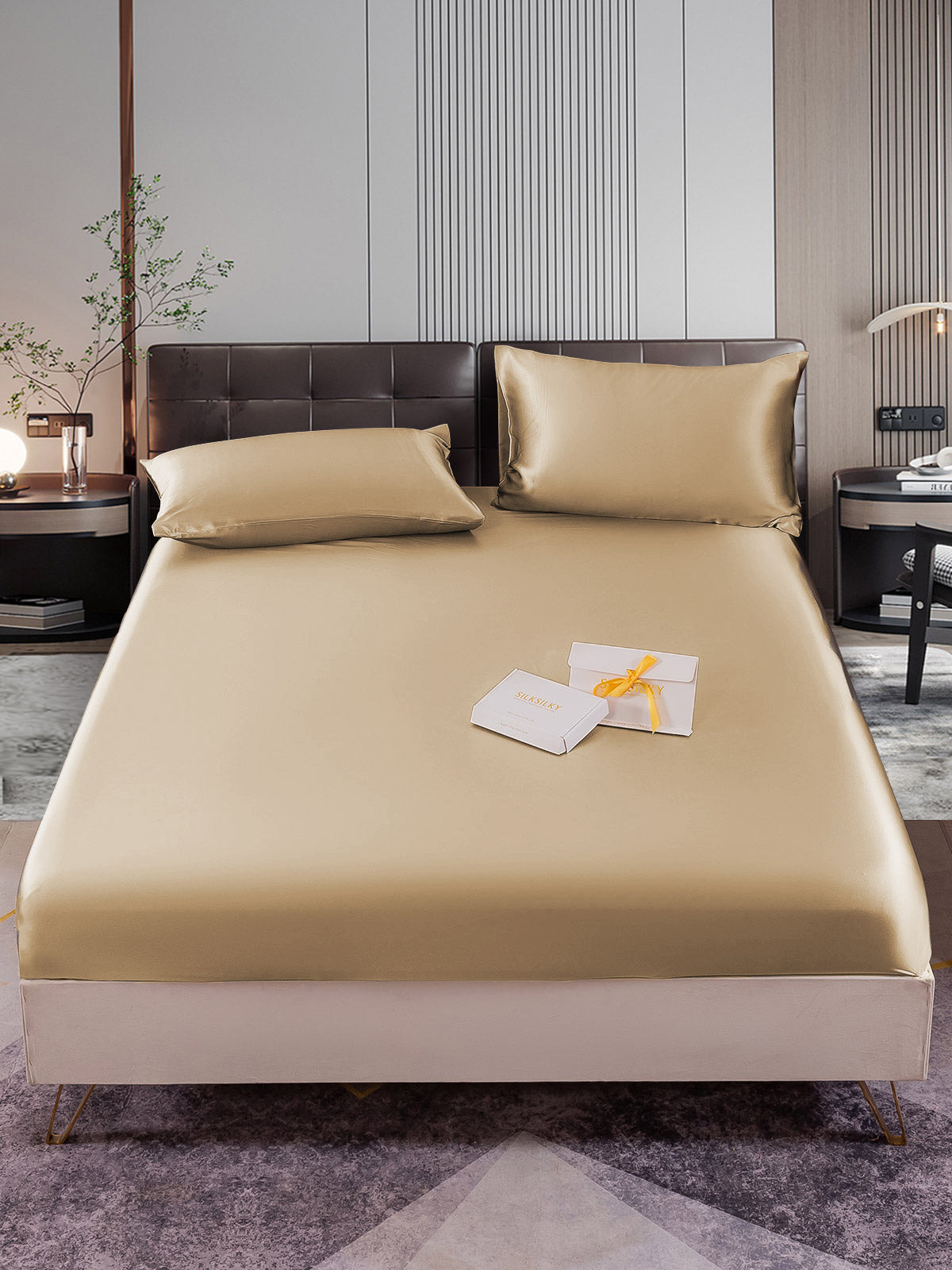 [Beige] SilkSilky-DK 22Momme Bedding Set 001