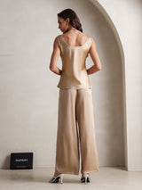 [Champagne] SilkSilky-DK Ærmeløs Firkantet Udskæring Camisole Sæt 002