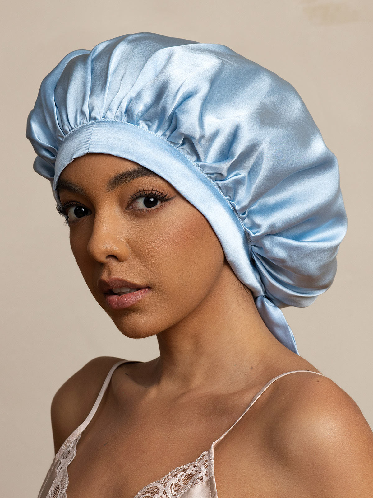 [Lyseblå] SilkSilky-DK Sleep Cap 002