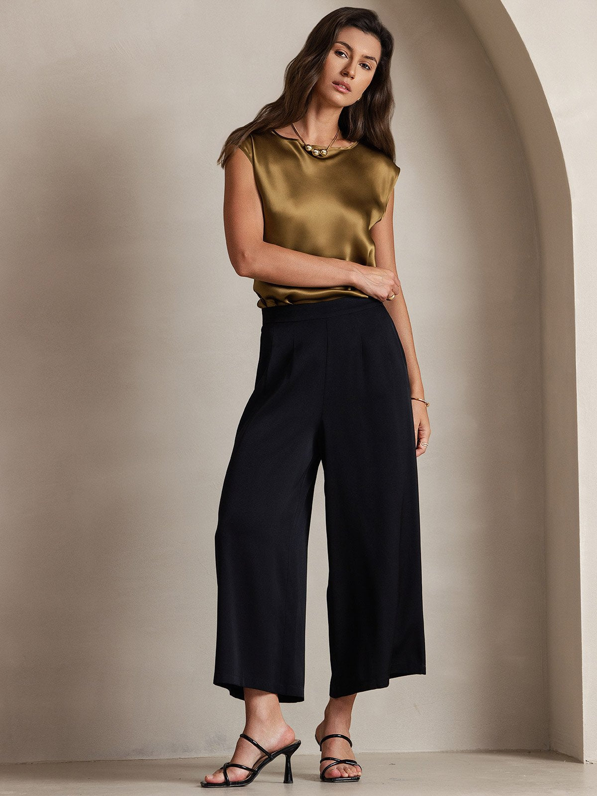 [Brun] SilkSilky-DK 19Momme Silke Womens T-Shirt 006