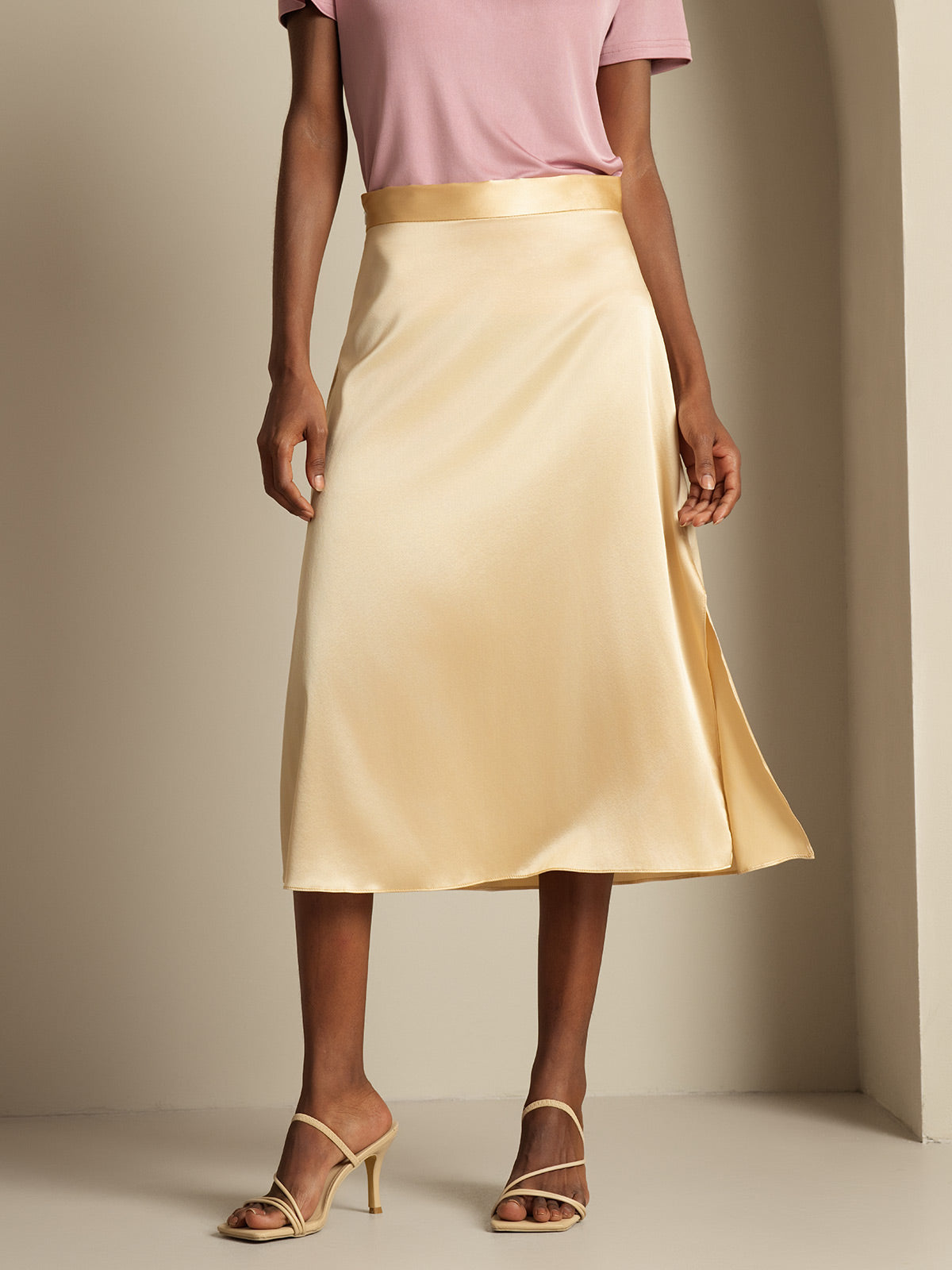 [Champagne] SilkSilky-DK 19Momme Silke Skirt 003