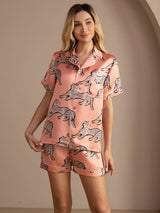 [Rosa Kat] SilkSilky-DK Short Sleeve Lapel Collar Dame Pyjamas 003
