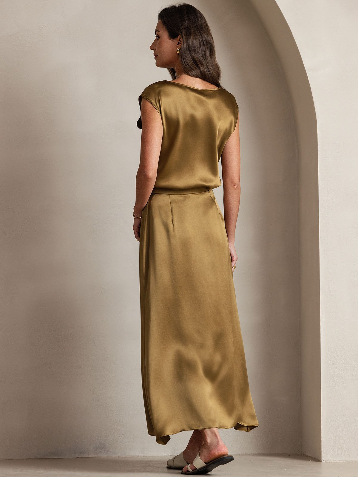 [Brun] SilkSilky-DK 19Momme Silke Skirt 004
