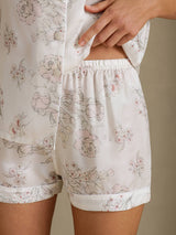 [Cremeblomster] SilkSilky-DK Short Sleeve Notch Collar Dame Pyjamas 005