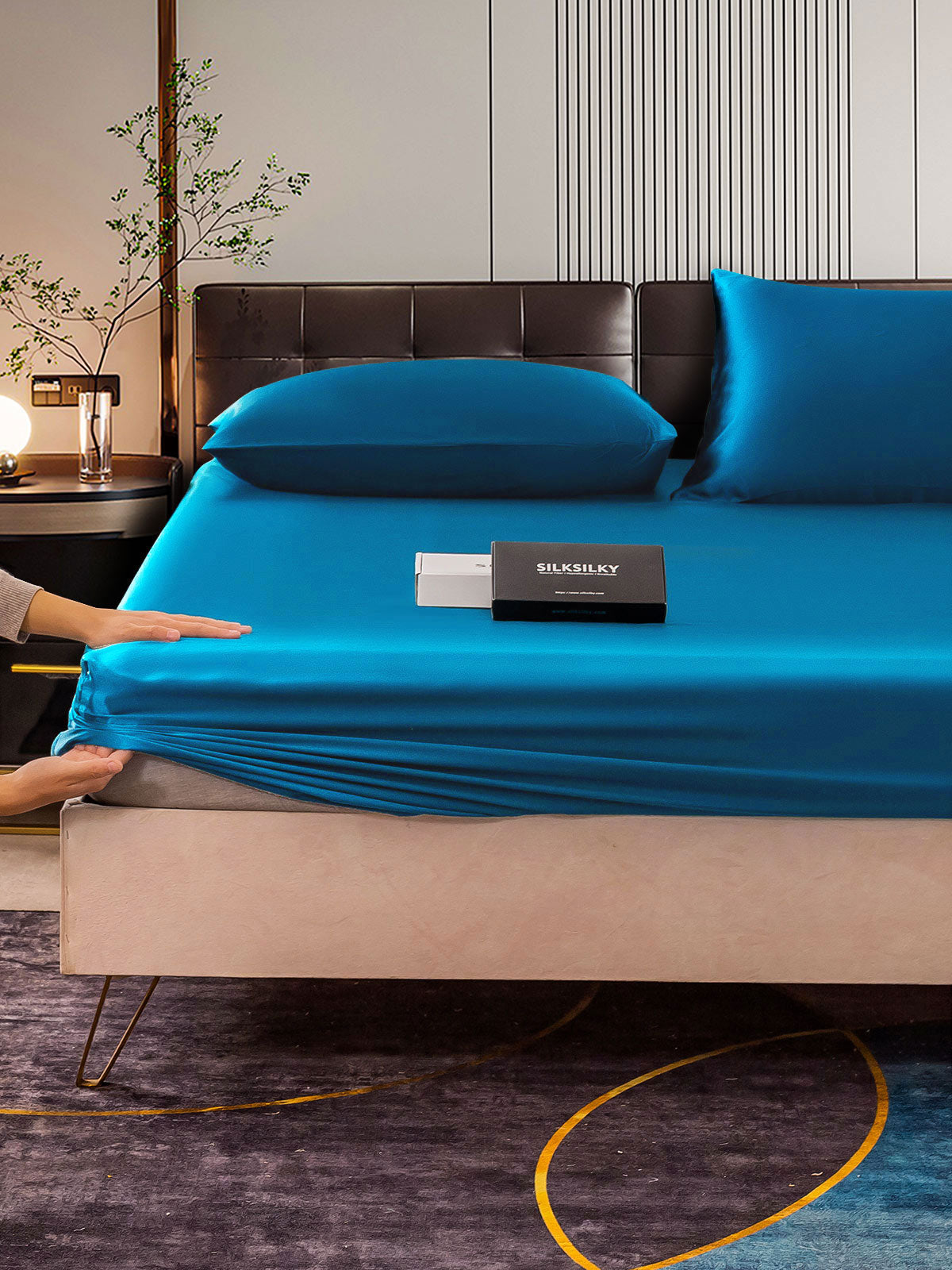 [Blågrøn] SilkSilky-DK 22Momme Bedding Set 004