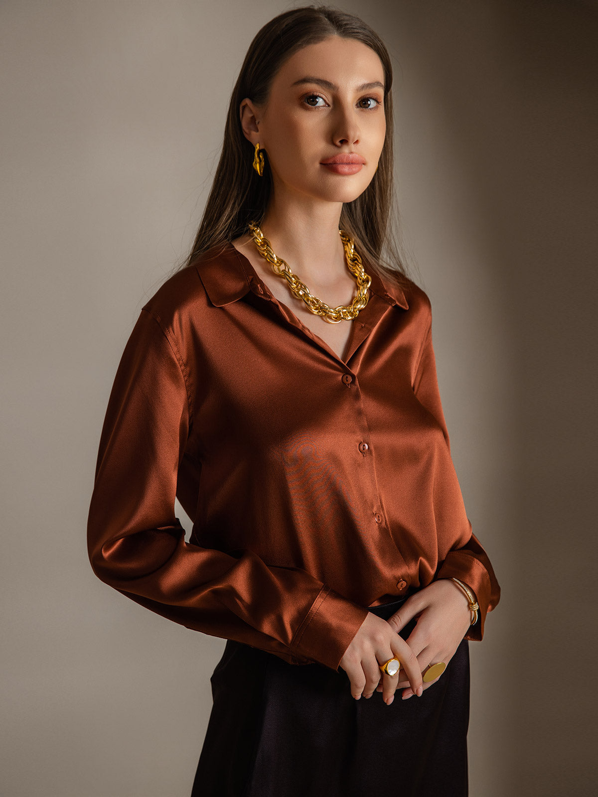 [Kaffe] SilkSilky-DK Silke Long Sleeve Collar Dameskjorte 003