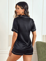 [Sort] SilkSilky-DK Short Sleeve Lapel Collar Dame Pyjamas 002