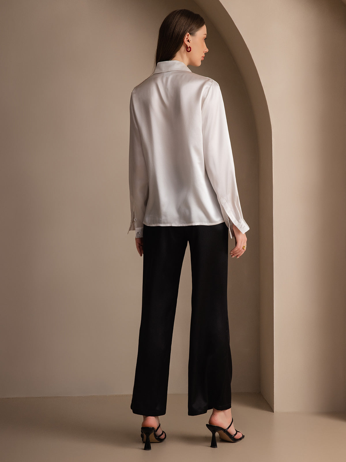[Hvid] SilkSilky-DK 19Momme Silke Womens Shirt 002